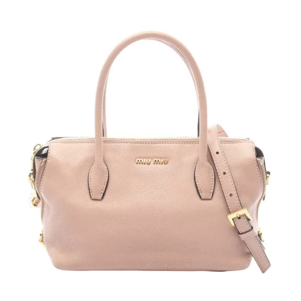 Miu Miu MADRAS Handbag Leather Pink